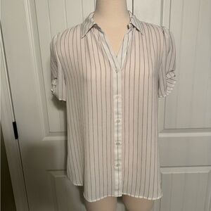 Adrianna Papell Cream Short Sleeve Button Down Shirt